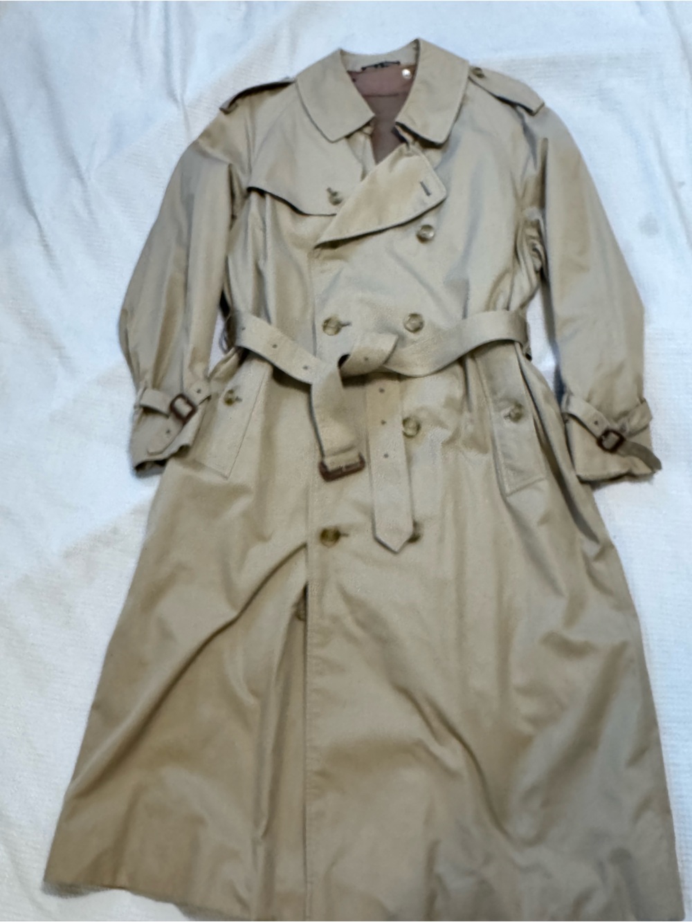 Vintage Classic Beige Trench Coat - Double-Breasted Belted made in England